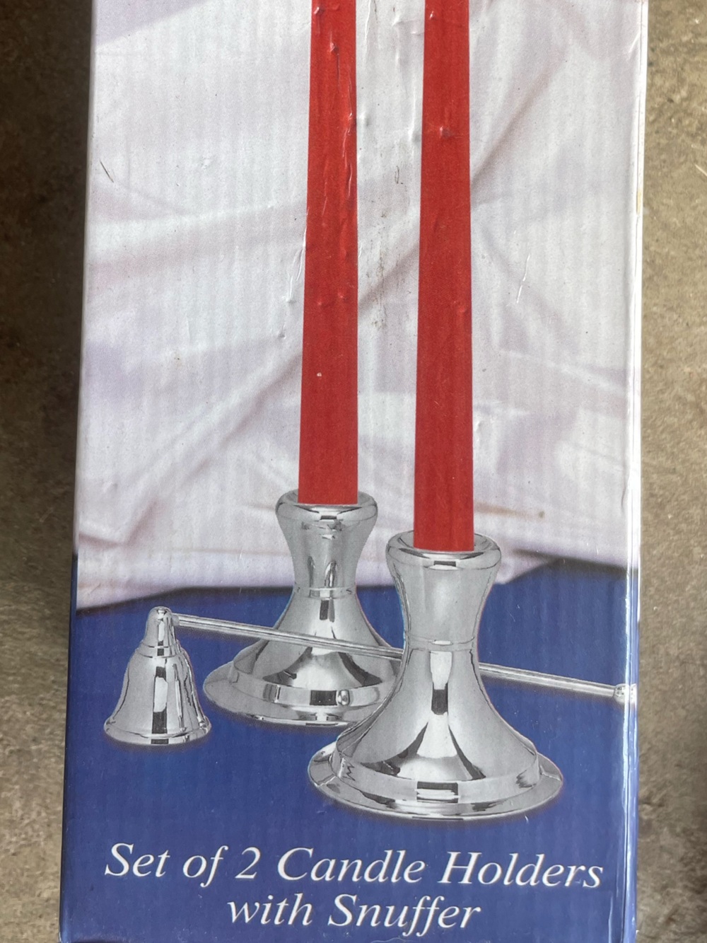 Vintage Nantucket Nickel Finish Taper Candle Holders Set Of 2 with Snuffer 4"